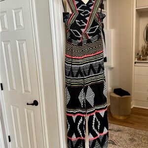 Elevenses Black and Pink Geometric Maxi Dress